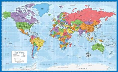 Laminated World Map X Wall Chart Map Of The World Made In The Usa Updated For