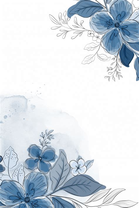 Blue Flowers And Leaves On A White Background
