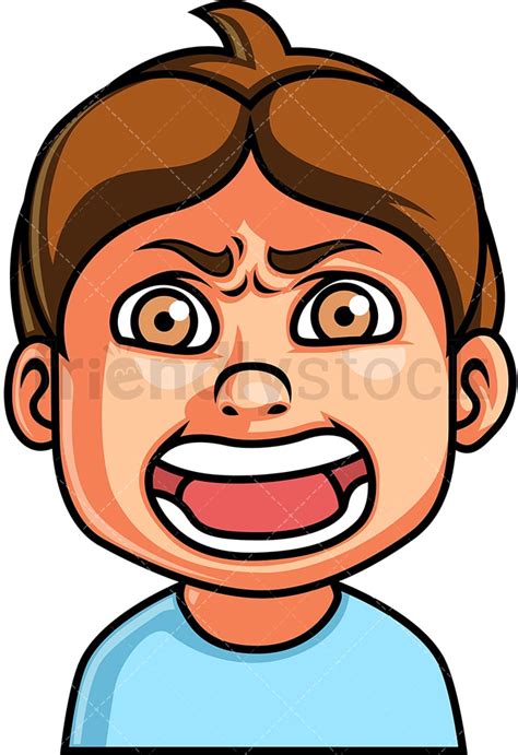 Little Boy Screaming Face Cartoon Vector Clipart Friendlystock