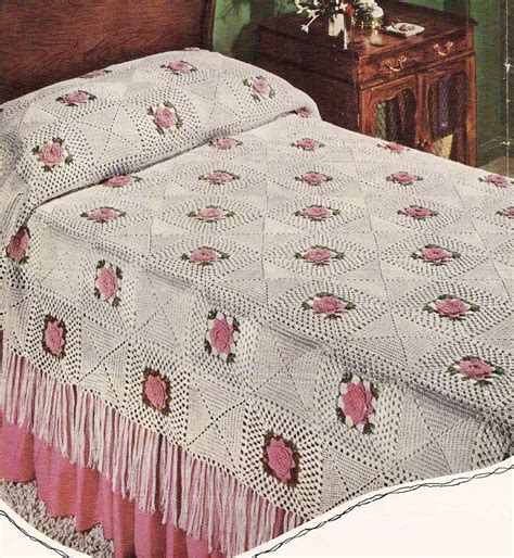 1954 Rose Bedspread Vintage Crochet Pattern 386 Etsy