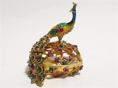 Peacock Jewelry Box Bird Trinket Box Russian Enamel Faberge Etsy