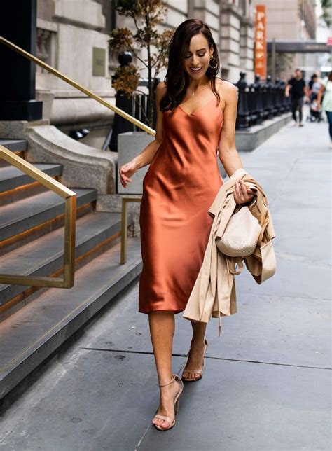 Pumpkin Spice Dresses The Perfect Orange Slip Dress Sydne Style Silk Dresses Outfit Slip