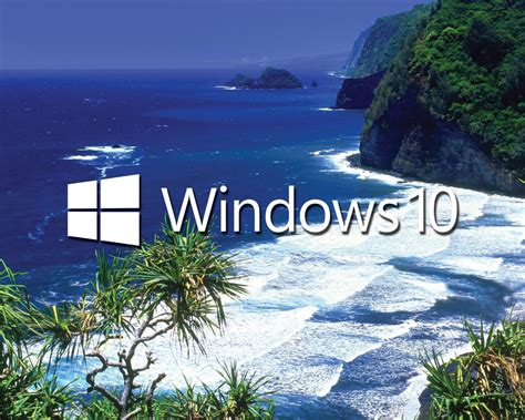 Free Download Windows 10 White Text Logo On The Tropical Shore