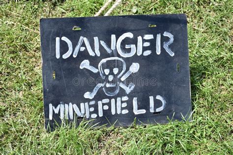 Danger Minefield Sign With Skull Stock Image Image Of Military