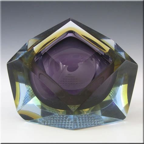 Murano Faceted Purple And Blue Sommerso Glass Block Bowl £60 00 Glass Blocks Glass Murano