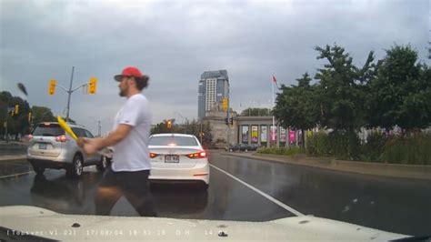 Dashcam Captures Man Hitting Vehicle With Baseball Bat In Road Rage Incident Cbc News