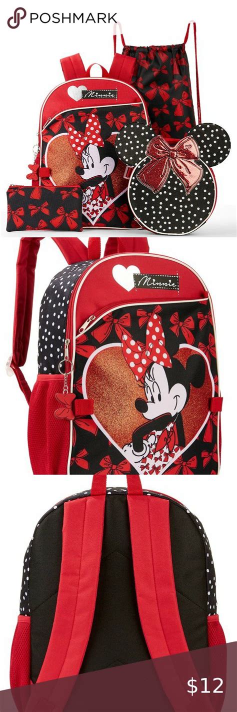 Disney Minnie Mouse 16 Backpack 5 Piece Set In 2020 Minnie Mouse