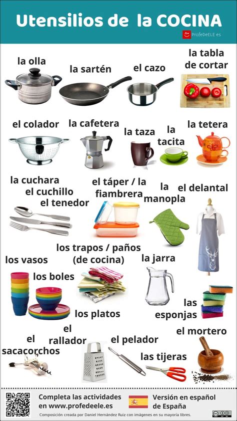 Infografía Para Aprender En Español El Vocabulario De Los Utensilios De