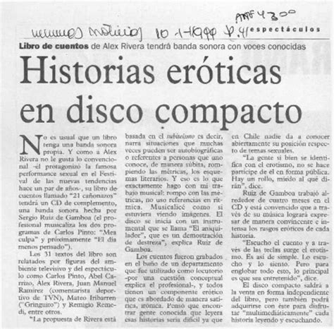 Historias eróticas en disco compacto artículo Biblioteca Nacional