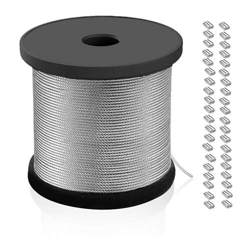 40 m x 1 5 mm steel cable made of 304 stainless steel with 40 pieces 2 mm aluminium crimping
