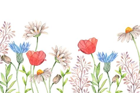 Free Vector Watercolor Spring Background With Flowers