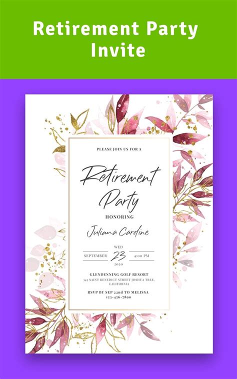 Retirement Party Invite, Retirement Party Invitation Email, Retirement