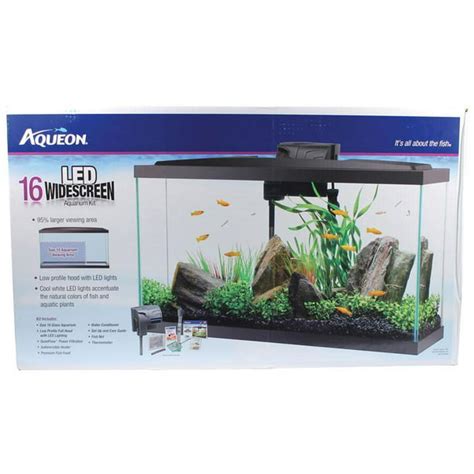 Aqueon Products Glass Led Widescreen Aquarium Kit Black 16 Gallon