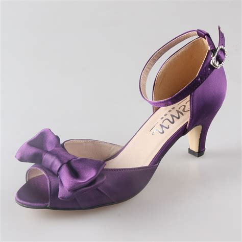 Handmade Dark Deep Purple Eggplat Satin Woman Bridal Shoes Wedding