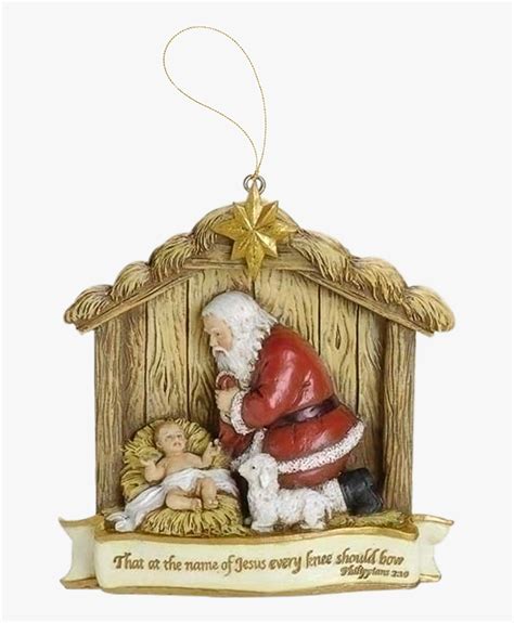 Santa Kneeling To Baby Jesus Clipart