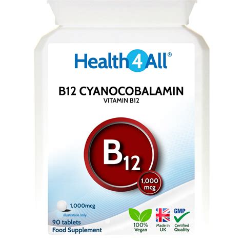Vitamin B12 Cyanocobalamin 1000mcg Tablets Health4all