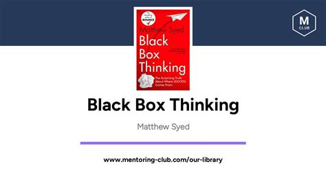 Black Box Thinking By Matthew Syed