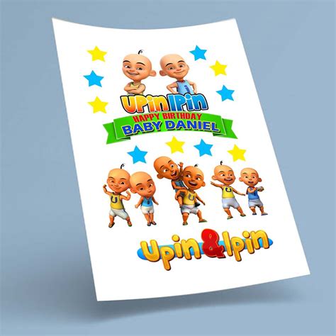 Upin Dan Ipin Custom Name And Age Jpeg Formatfile Cake Topper Print