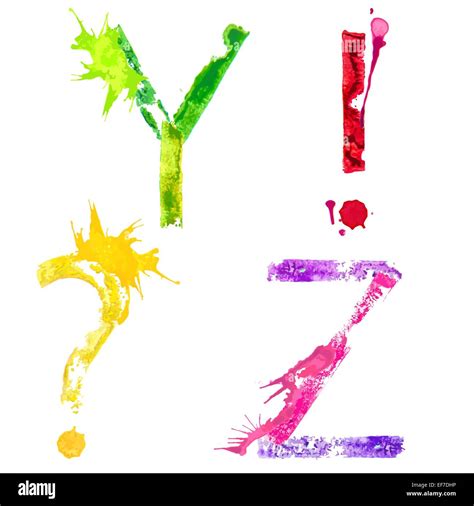 Colorful Paint Splash Alphabet Letters Vector Paint Splash Font Yz And
