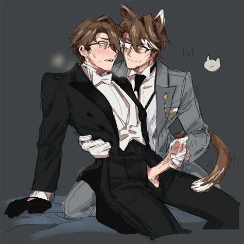 Rule 34 Blush Brown Hair Cat Ears Cat Tail Cum Gay Glasses Gloved