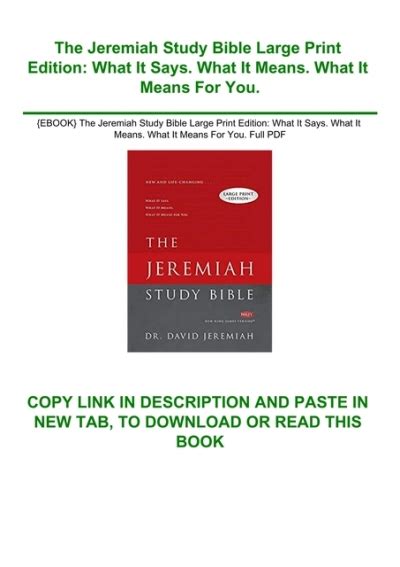 Ebook The Jeremiah Study Bible Large Print Edition What It Says What