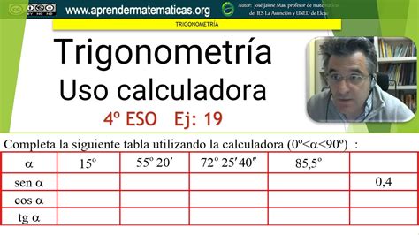 Uso de la calculadora para hallar razones trigonométricas ESO José Jaime Mas YouTube