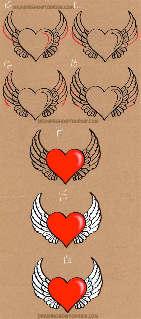 No multiple shapes, no weldin. How to Draw a Heart with Wings - Easy Step by Step Drawing ...