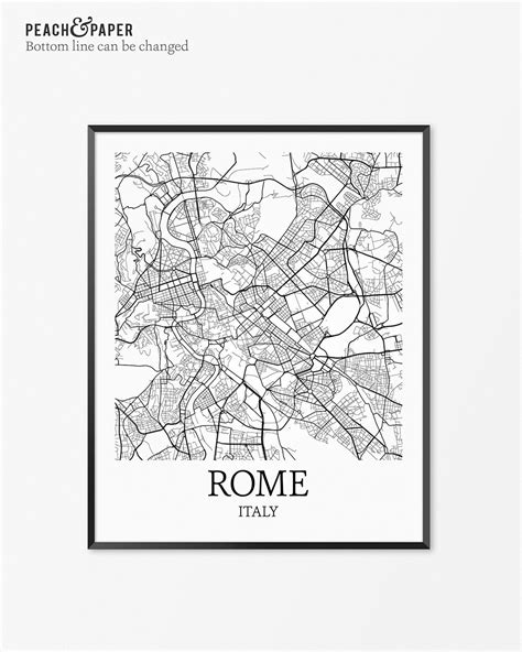Rome Map Art Print Rome Poster Map Of Rome Decor Rome City Etsy