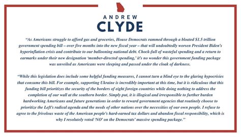 Rep Andrew Clyde On Twitter I Refuse To Agree To The Frivolous Waste