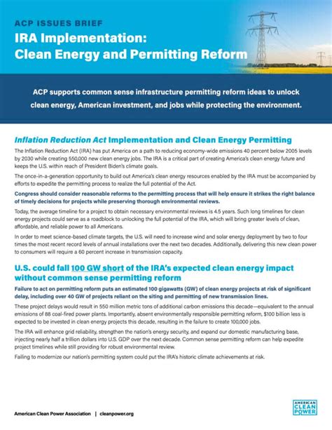 Ira Implementation Clean Energy And Permitting Reform Acp