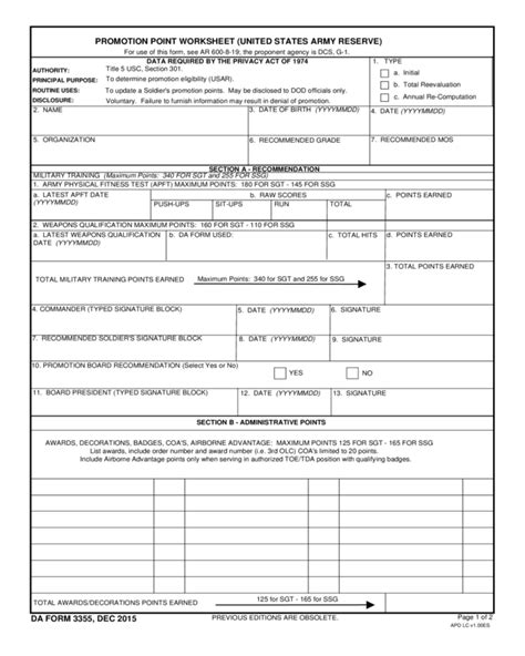 Random questions for army promotion board learn with flashcards, games and more — for free. Promotion Point Worksheet (United States Army Reserve ...