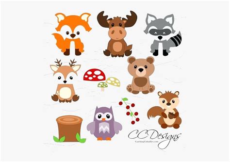 Cute Woodland Animals Clip Art Transparent Cartoon Free