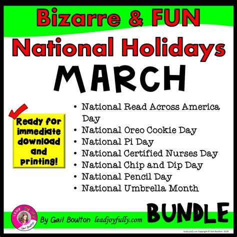 Bizarre And Fun National Holidays To Celebrate Your Staff March Bundle