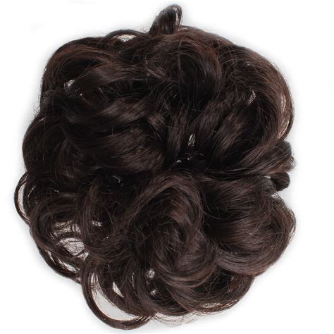 Weken Hair Bun Medium Long Curly Synthetic Hairpiece Dark