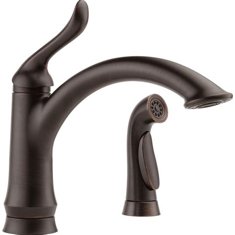A bronze kitchen faucet can add valuable functionality and unrivaled beauty to your kitchen décor. Delta Linden Single Handle Kitchen Faucet with Spray ...