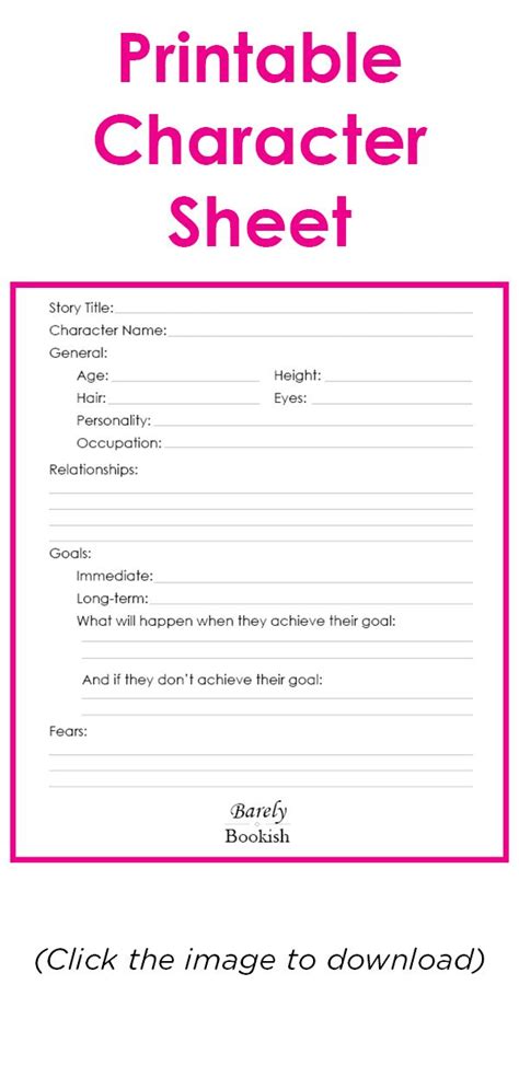 Printable Character Creation Sheet Character Sheets For Writers
