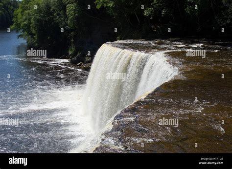 Big Waterfall Tahquamenon Falls In Upper Peninsula Michigan Stock