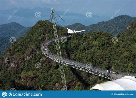 Aerial View Of Of Langkawi Sky Bridge And Visitors Seen Exploring The