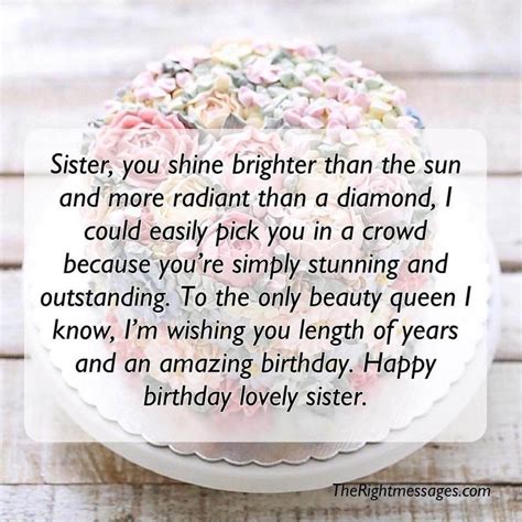 A Birthday Cake With Flowers On It And The Words Sister You Shine Brighter Than The Sun And
