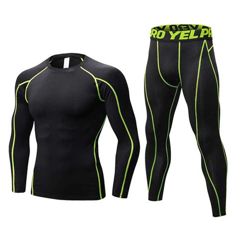 men quick dry long johns winter fitness gymming sporting suit runs top shirts tight leggings