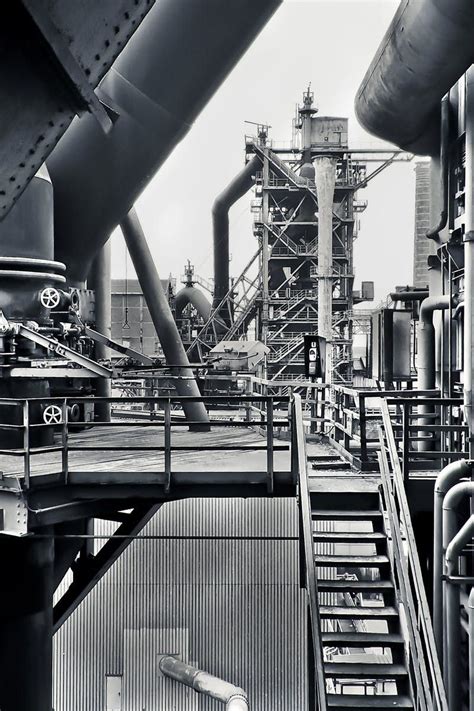 Black And White Factory Industrial Plant Grayscale Free Stock