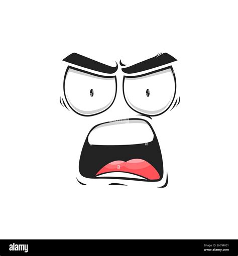 Cartoon Angry Shout Face Vector Yelling Or Scream Character Emoji With Mad Eyes And Open Yell