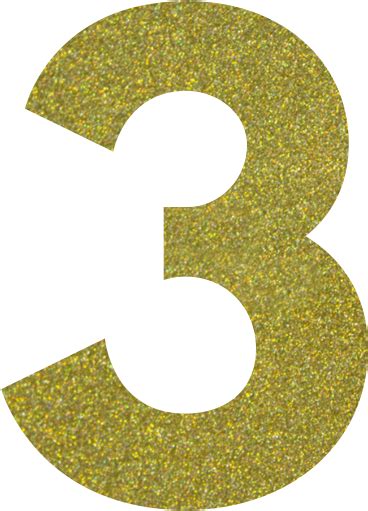 Download Confetti Gold Gold Glitter Number 3 Png Image With No