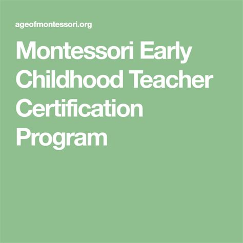 Montessori Early Childhood Teacher Certification Program Teacher