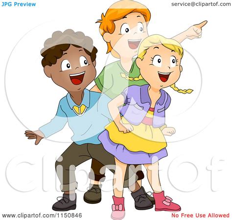 Cartoon Of Excited Children Looking At Something Royalty Free Vector