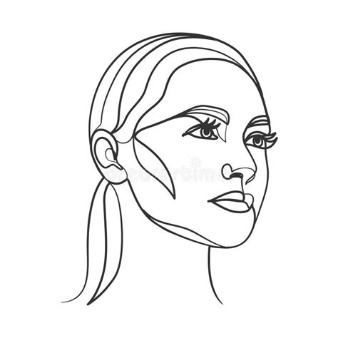 Continuous Line Drawing Of Woman Face One Line Woman Portrait Stock