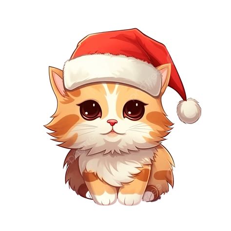 Cat Character Kitten Calico Christmas Santa Claus Hat Cartoon Cat