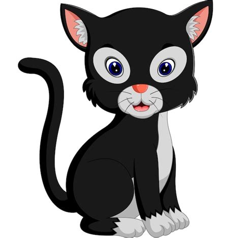Dibujos Animados Lindo Gato Vector Premium