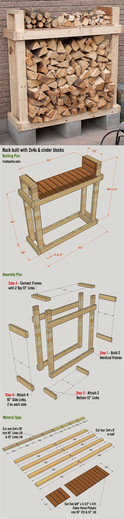 Free Firewood Rack Plan Build It For Including Lumber Cinder Blocks And Screws With A