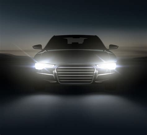 Free Vector Realistic Car Lights In Fog Composition With Two Cars On